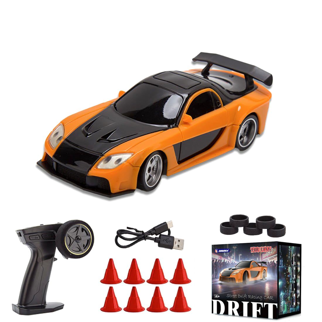 Amazon.co.jp: XeleMush 1/43スケールミニRCドリフトカー、2.4G 4WD